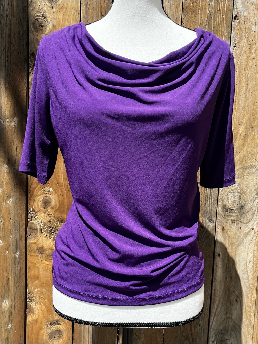 Jones New York Collection Petite Purple Drape Neck Women's Top Accepting Offers